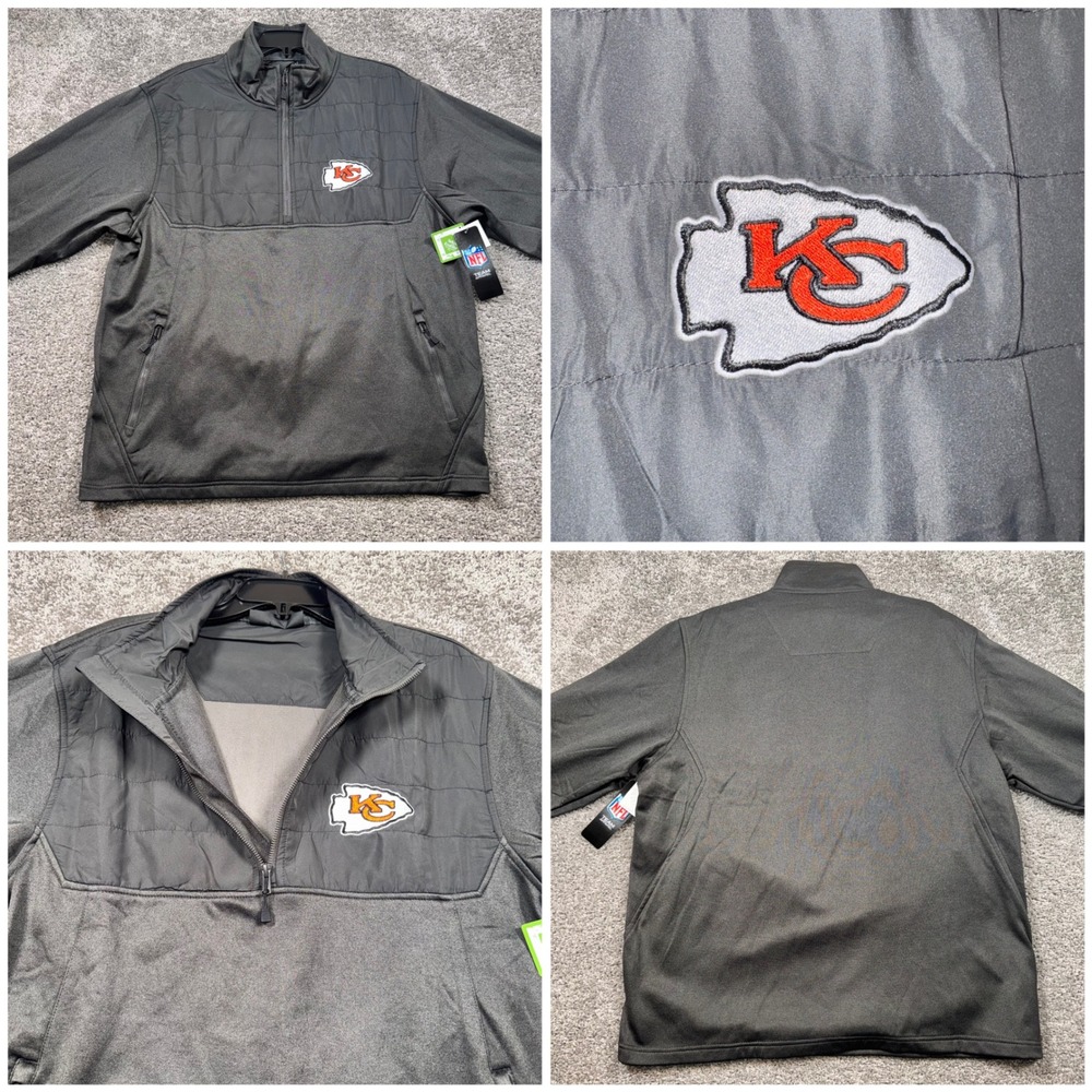 Kansas City Chiefs Dunbrooke Pathfinder 1/4 Zip Men Water Repellent Gray XL NEW